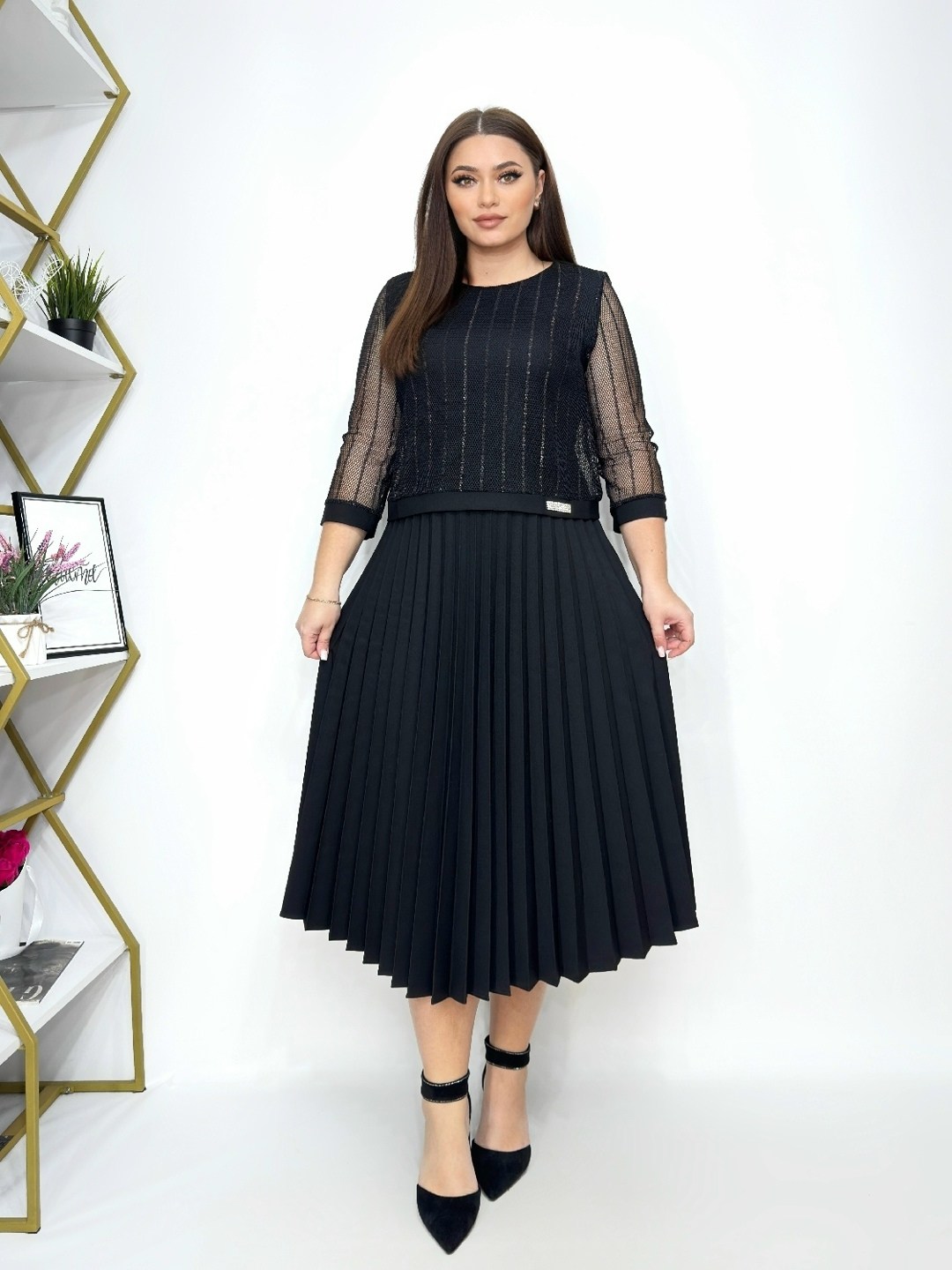 платье плиссе,нарядное платье,платье креп,платье с плиссировкой,платье черное