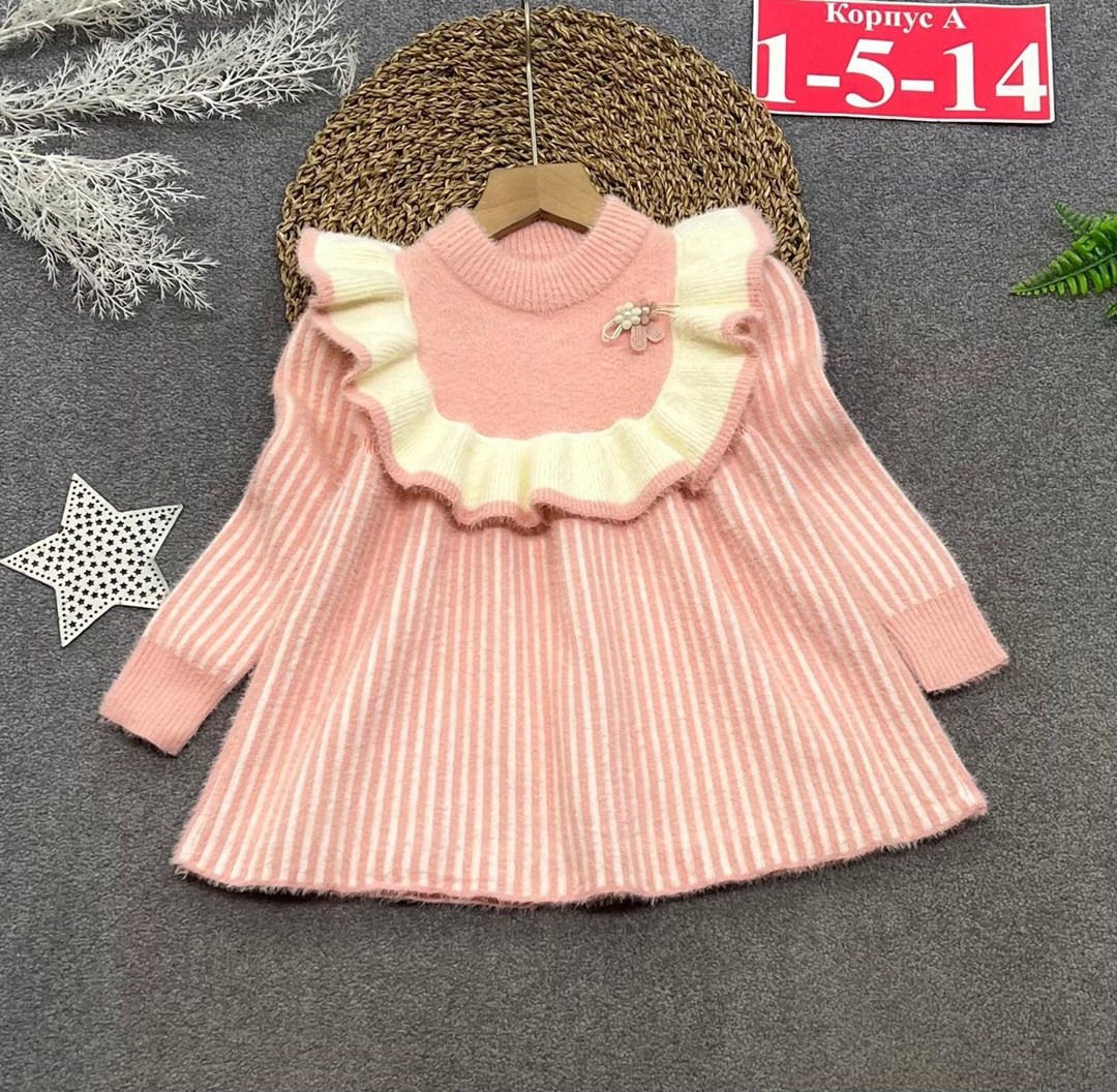 теплое платье для девочки,вязаное платье для девочки,платье на девочку,вязаное платье детское,вязаное платье нарядное