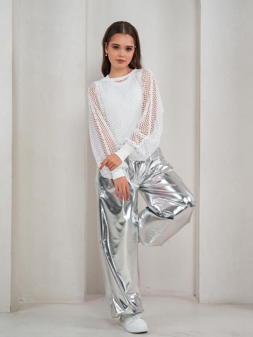 брюки серебряные,костюмы брючные,брюки блестящие,брюки модные,брюки для девочек