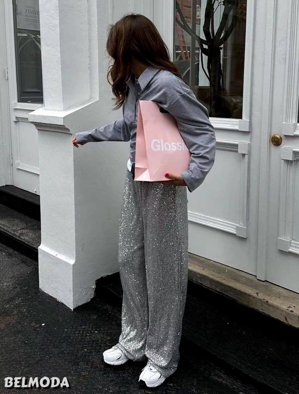 штаны с пайетками,брюки в пайетках,брюки с пайетками,штаны палаццо,брюки палаццо блестящие