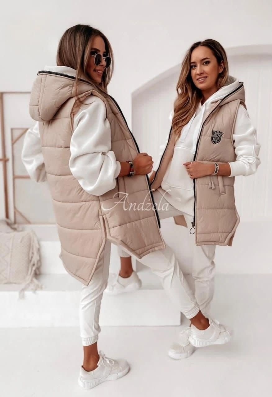 жилетка женская,жилет бежевый,стильная жилетка,женские жилеты,жилетка с капюшоном