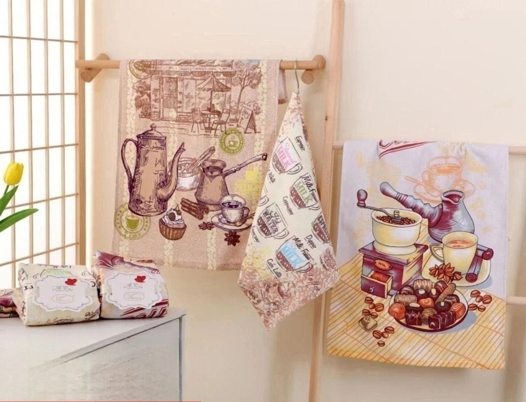 набор полотенец для кухни,полотенца вафельные кухонные,вафельное полотенца кофе 35х60,полотенца кухонное,набор кухонные полотенца вафельные