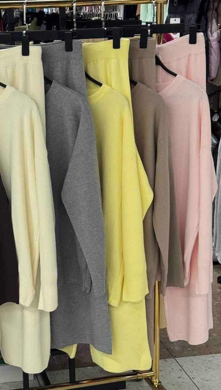 трикотажные костюмы,вязаные костюмы,костюм вязаный теплый с брюками kamillastyle,костюмы брючные,костюм молочный