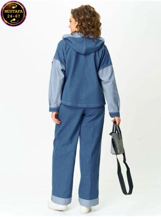 комплект begimoda 3047 джинс,костюм с брюками,жакет и брюки,джинсовый костюм брючный,костюмы брючные