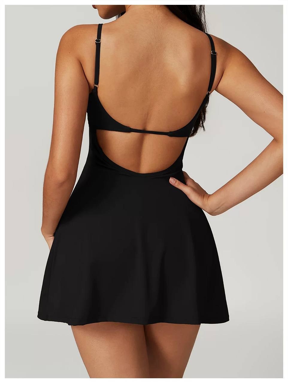 мини платье,спортивное платье с шортами,черное короткое платье,короткое платье,платье на бретелях