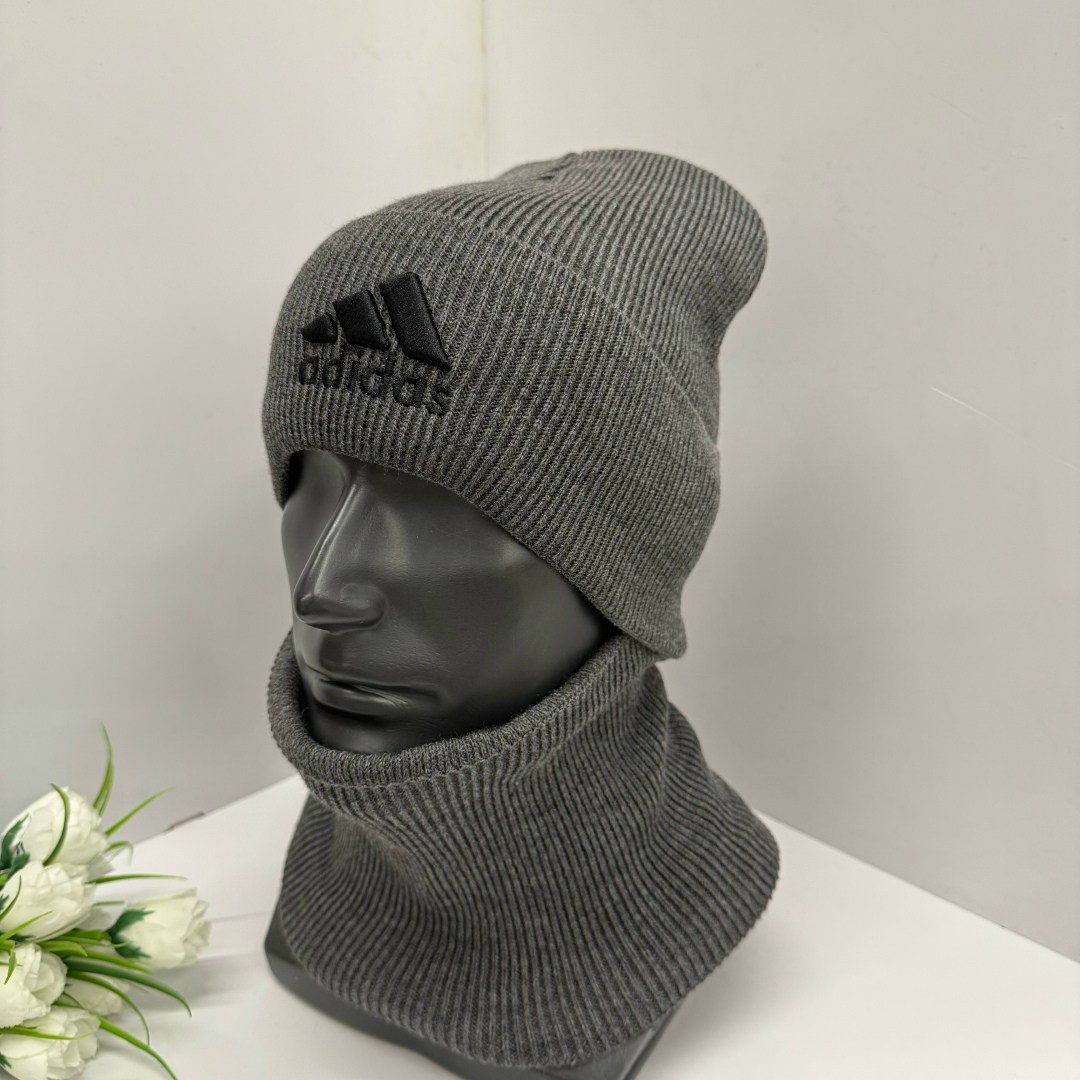 комплект шапки,шапка со снудом мужская,шапка мужская adidas,комплект шапка снуд,снуд adidas