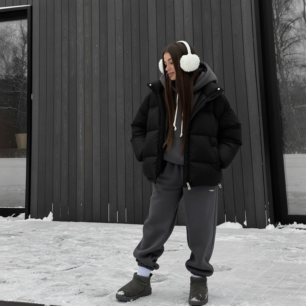 зимняя куртка оверсайз,зимние образы с пуховиками,куртка пуховик оверсайз,куртка оверсайз,зимняя куртка пуховик