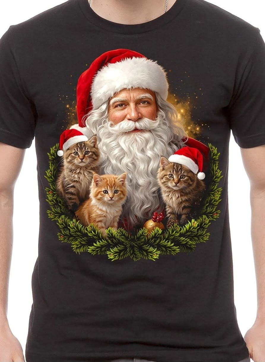 новогодние футболки,новогодние принты на футболки,новогодние футболки дед мороз,футболка новогодний кот,футболка с новый годом
