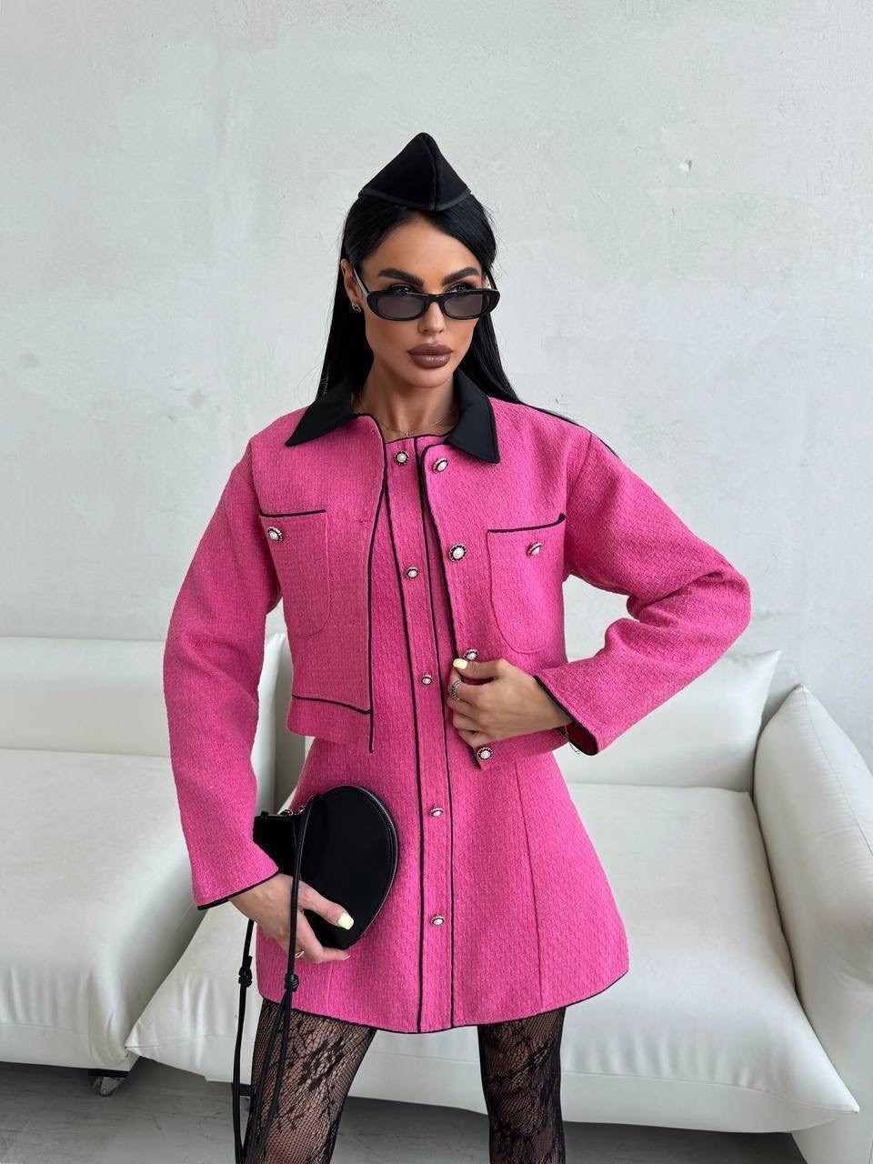 женские костюмы с юбкой,стильное пальто,юбка модная,розовый костюм