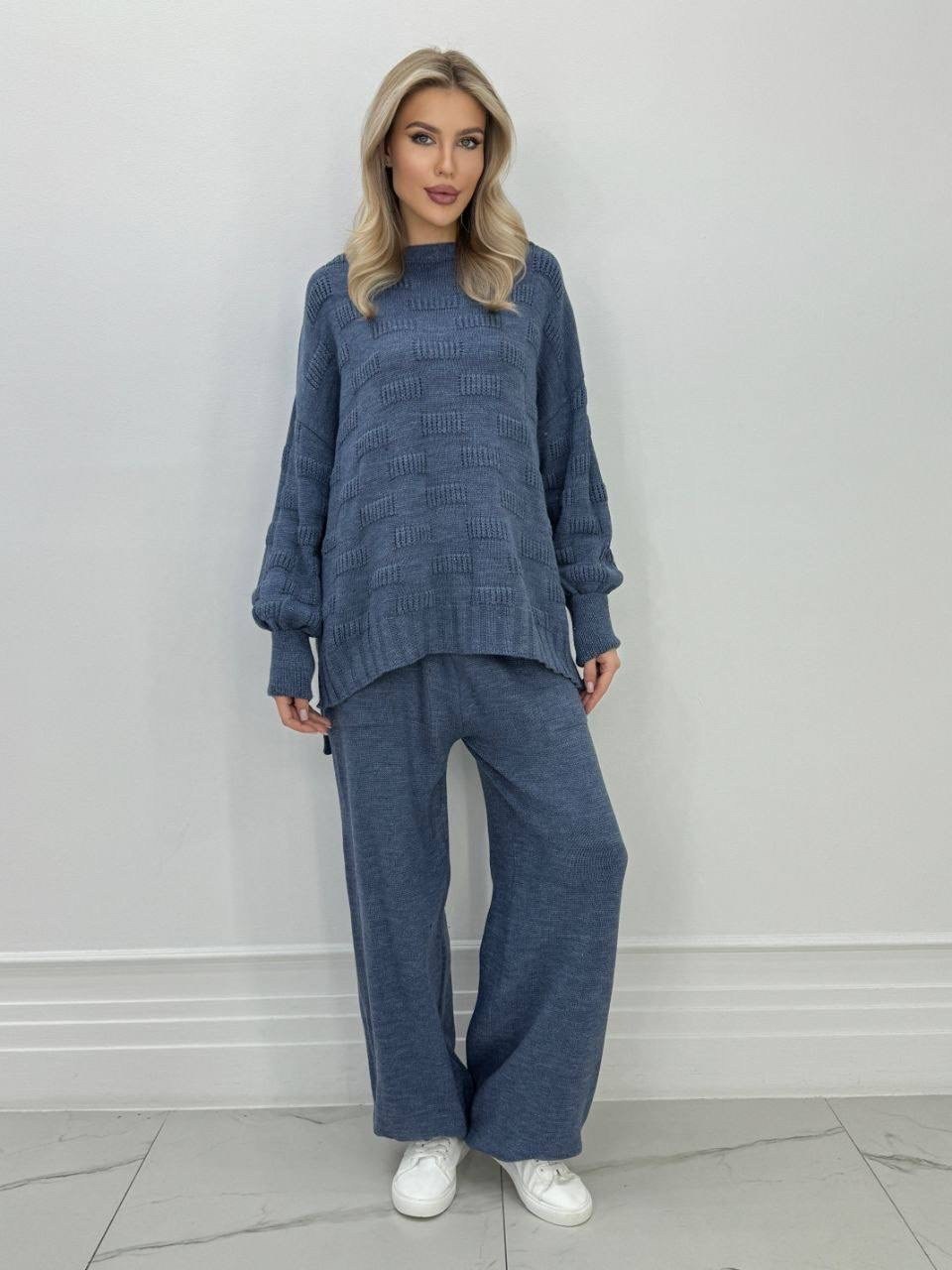 костюм с брюками теплый вязаный,вязаные костюмы,костюм трикотажный,женский вязаный костюм,костюм с брюками