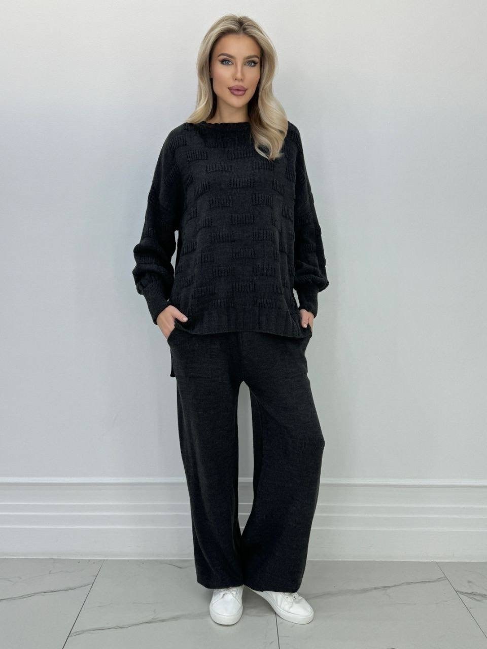 костюм с брюками теплый вязаный,вязаные костюмы,костюм трикотажный,женский вязаный костюм,костюм с брюками