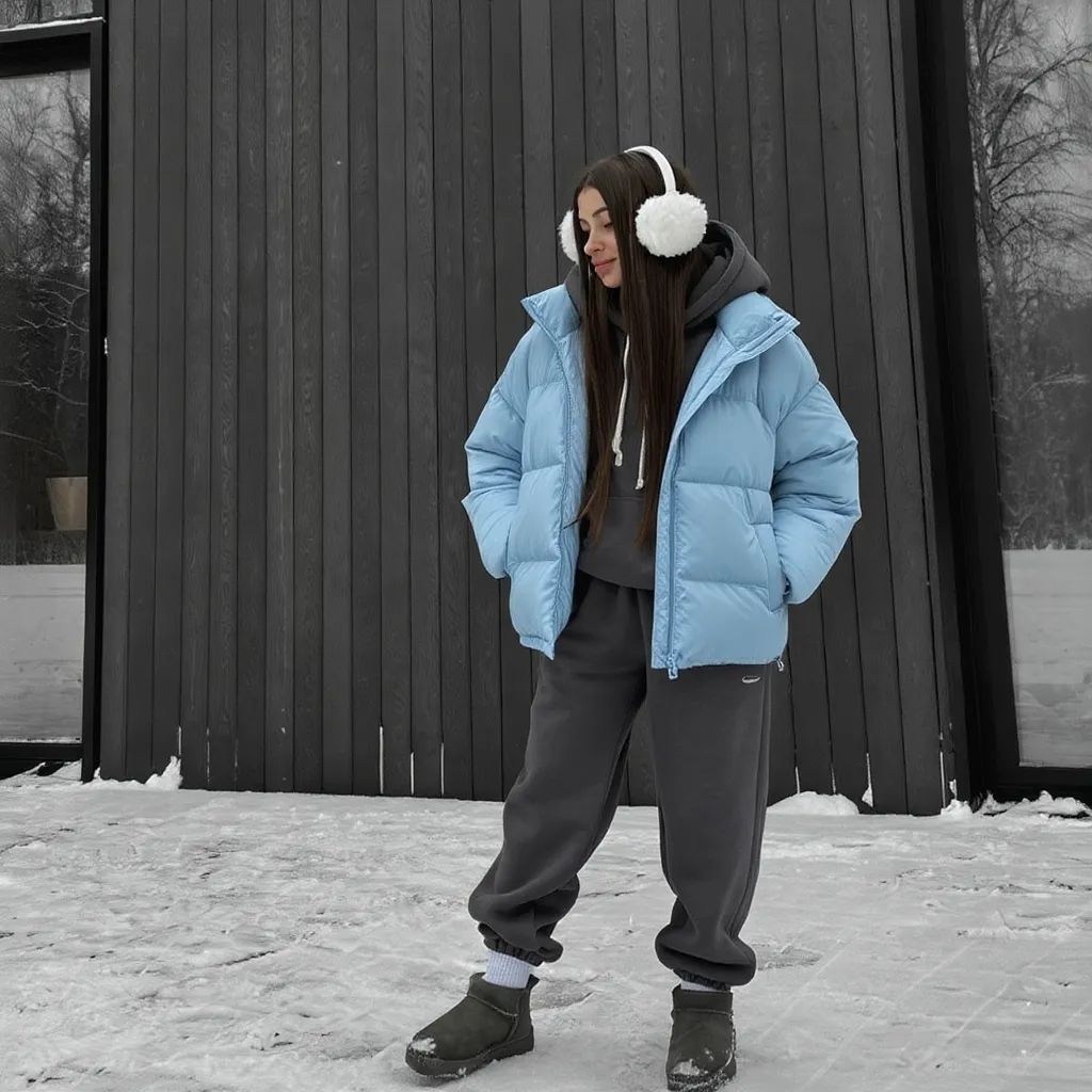 зимняя куртка оверсайз,зимние образы с пуховиками,куртка пуховик оверсайз,куртка оверсайз,зимняя куртка пуховик