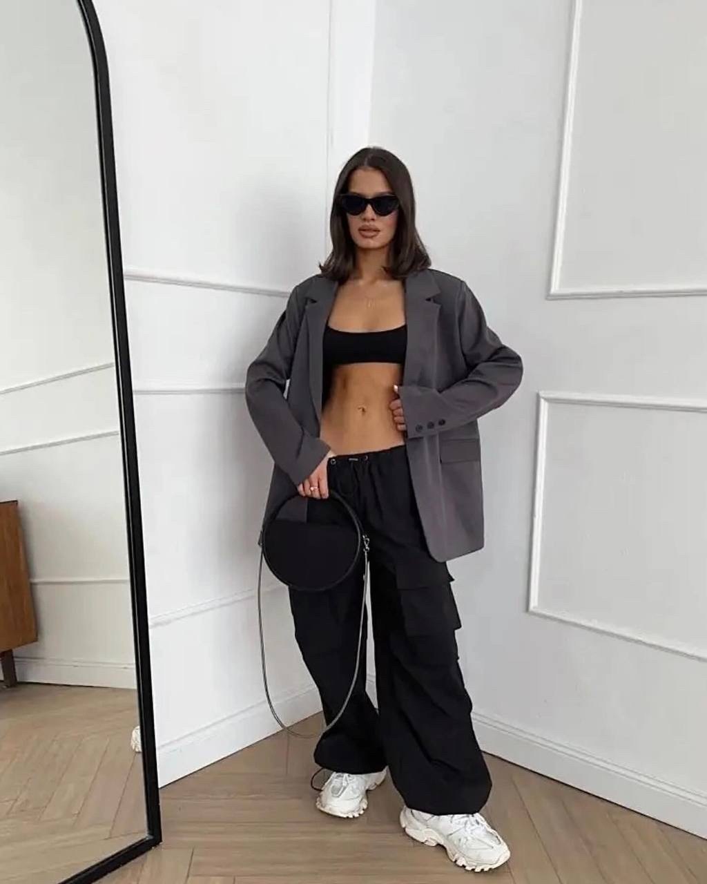 пиджак оверсайз женский,серый брючный костюм,женские костюмы брючные,костюм с брюками,стильные женские костюмы