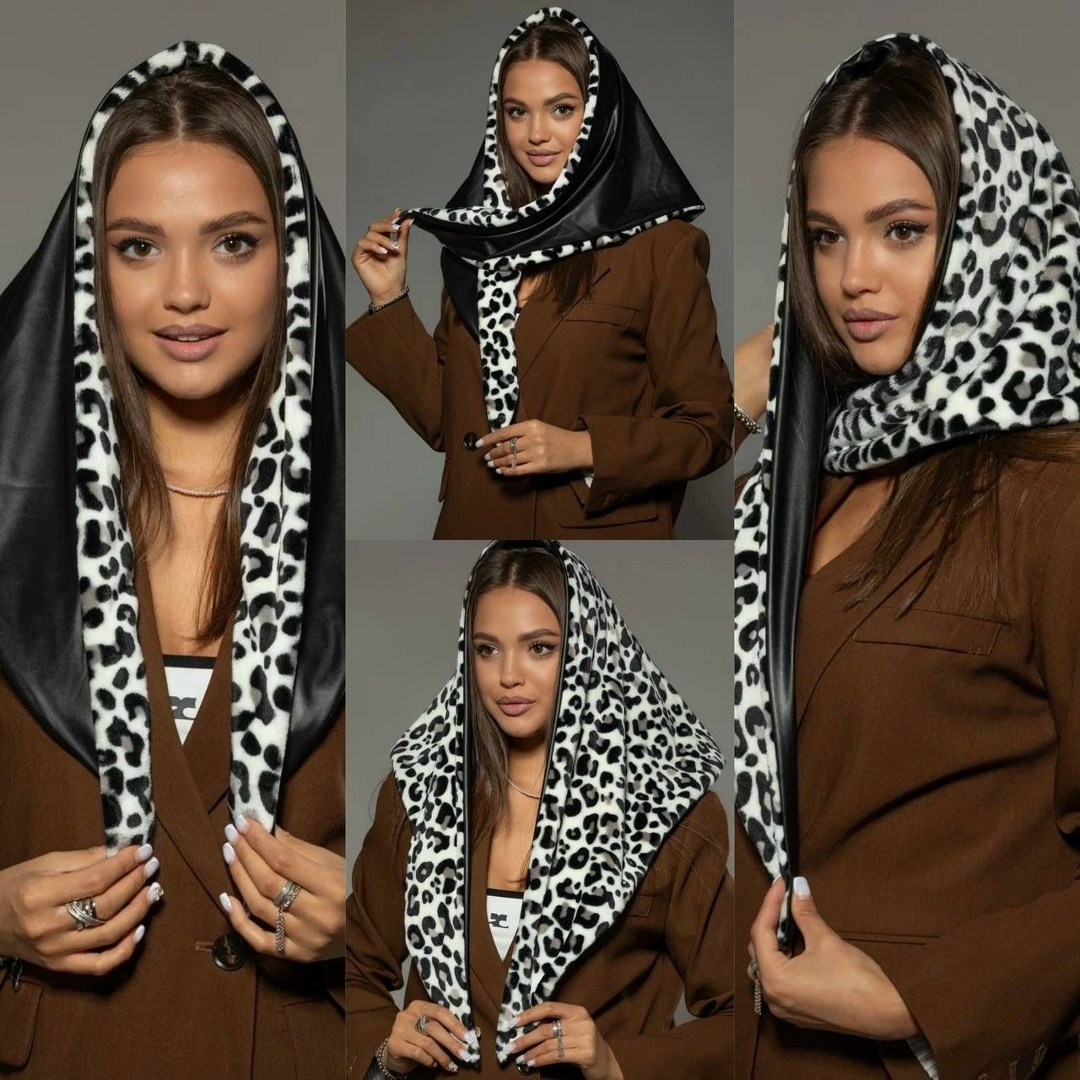 косынка из экокожи,косынка женская теплая,косынка женская,платок палантин,косынка теплая