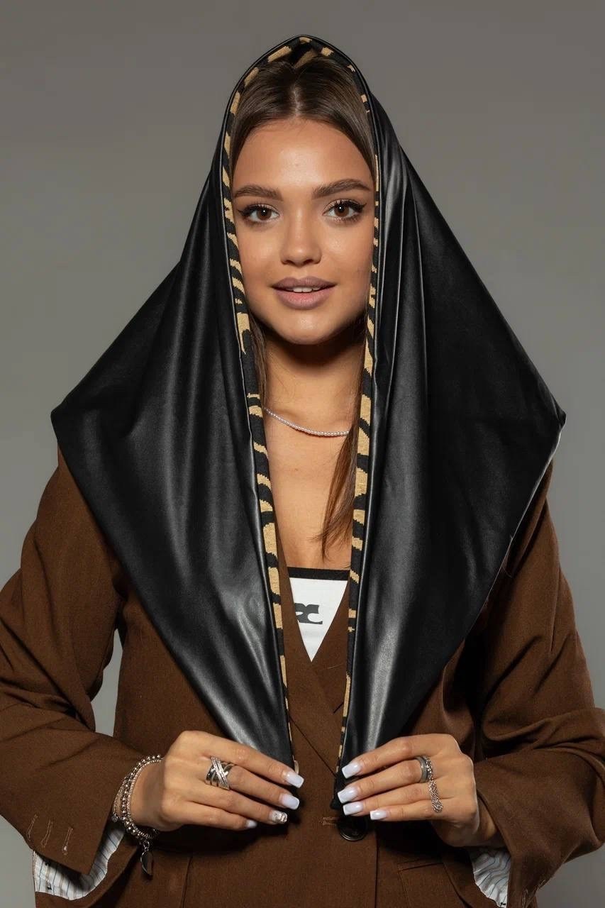 косынка из экокожи,косынка женская теплая,косынка женская,платок палантин,косынка теплая