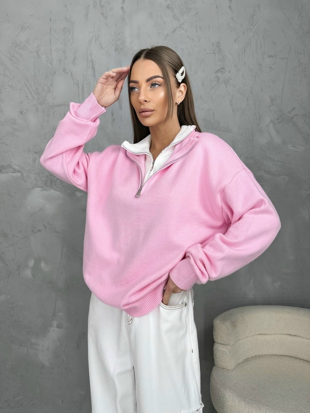 женская кофта,одежда кофта,женский свитшот,розовая кофта,свитшот оверсайз на молнии