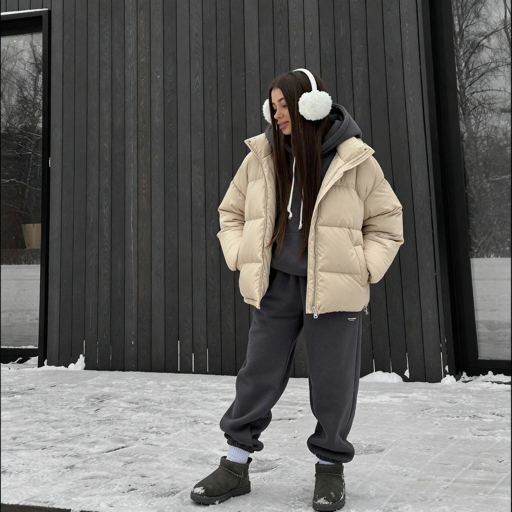 зимняя куртка оверсайз,зимние образы с пуховиками,куртка пуховик оверсайз,куртка оверсайз,зимняя куртка пуховик