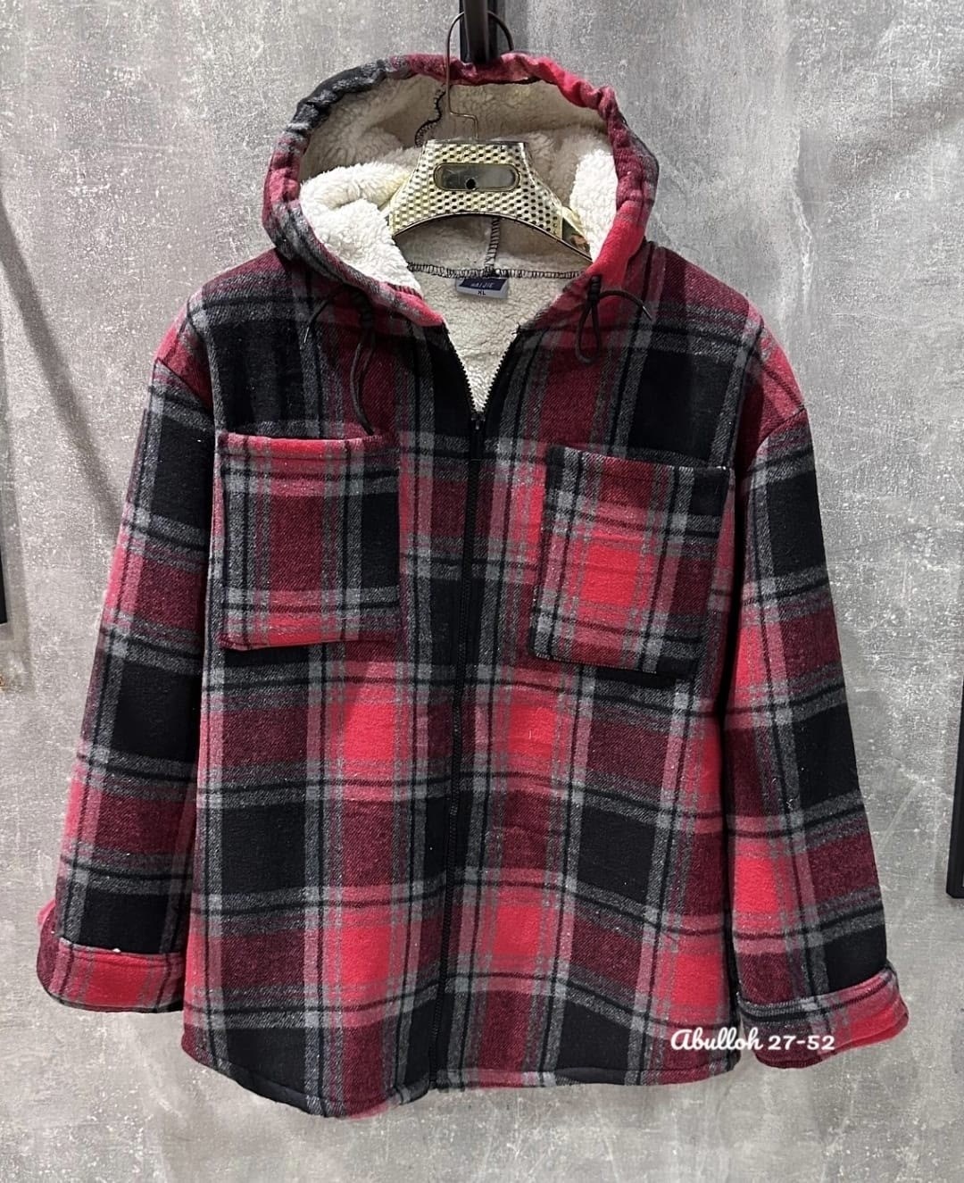 рубашка с капюшоном,теплая рубашка,рубашка на флисе,рубашка утепленная,рубашка в клетку с капюшоном