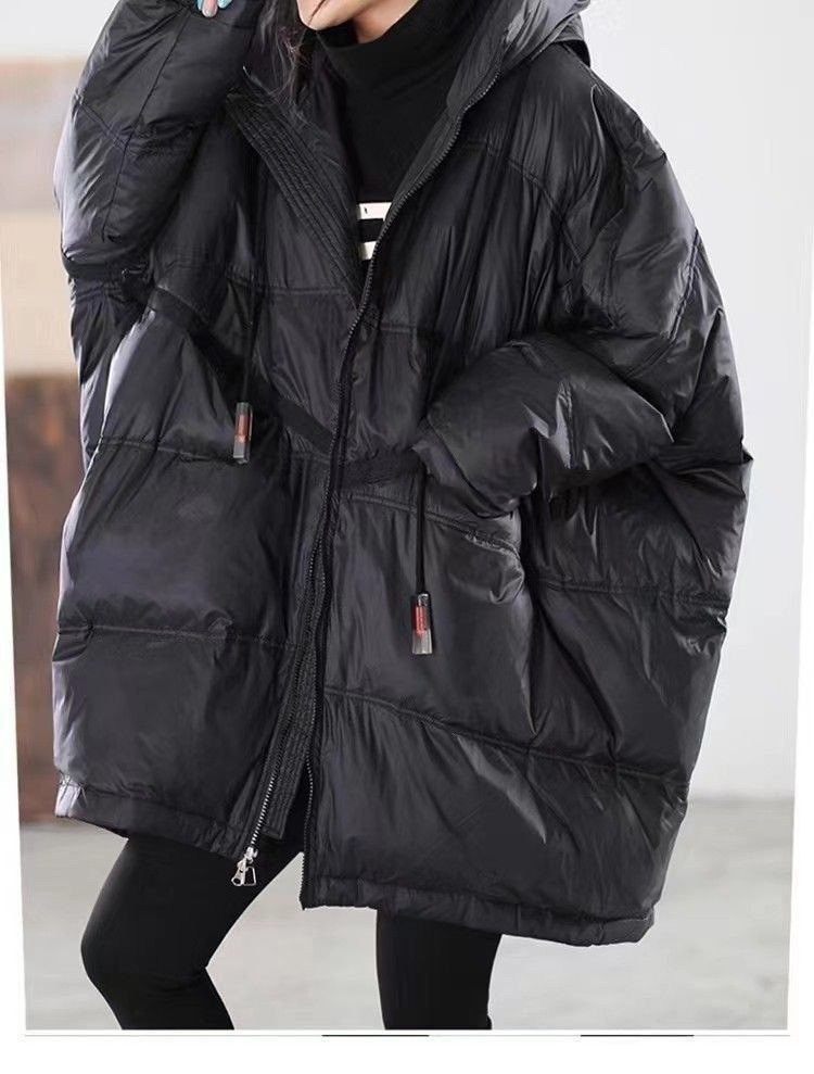 пуховик повседневный,модные пуховики,пуховик средней длины с капюшоном,пуховики оверсайз,женские пуховики