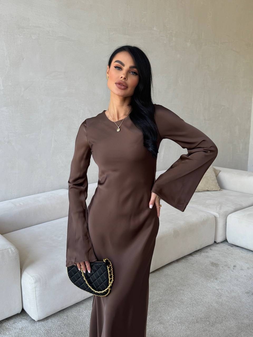 женские длинные платья,платье длинное с рукавами,элегантное длинное платье,элегантное платье с длинным рукавом,атласное платье макси с длинными рукавами