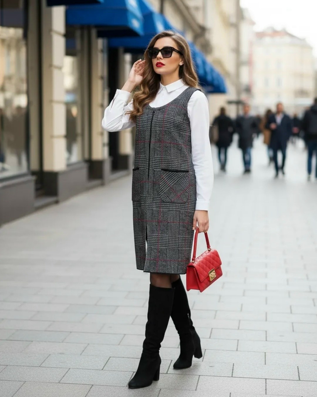 сарафан зимний,женское платье сарафан,сарафан полуприлегающего силуэта,сарафан женский,сарафан в клетку