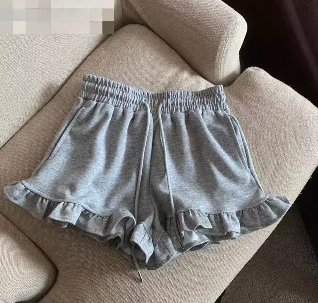 трикотажные шорты для девочки,повседневные шорты,шорты с рюшами,женские шорты,широкие шорты женские