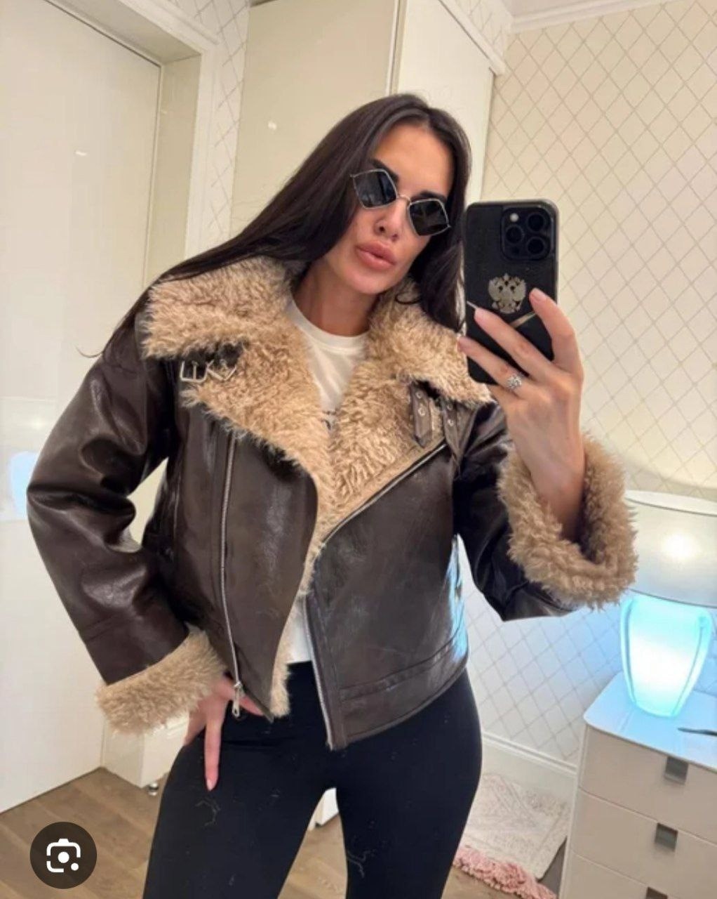 дубленка авиатор,дубленка укороченная,стильная дубленка,женская дублёнка,куртка дубленка