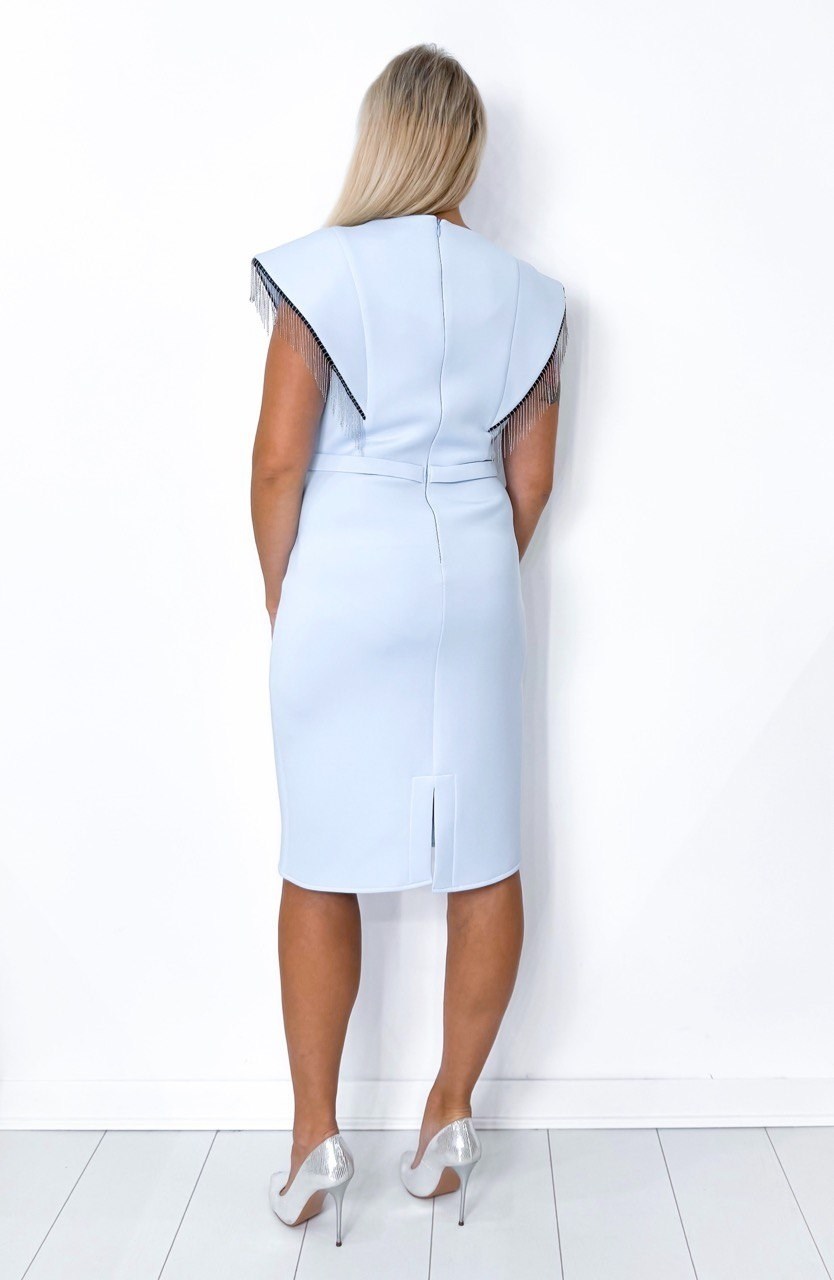 платье костюм,женская платье,элегантное платье,платье креп,платье голубое