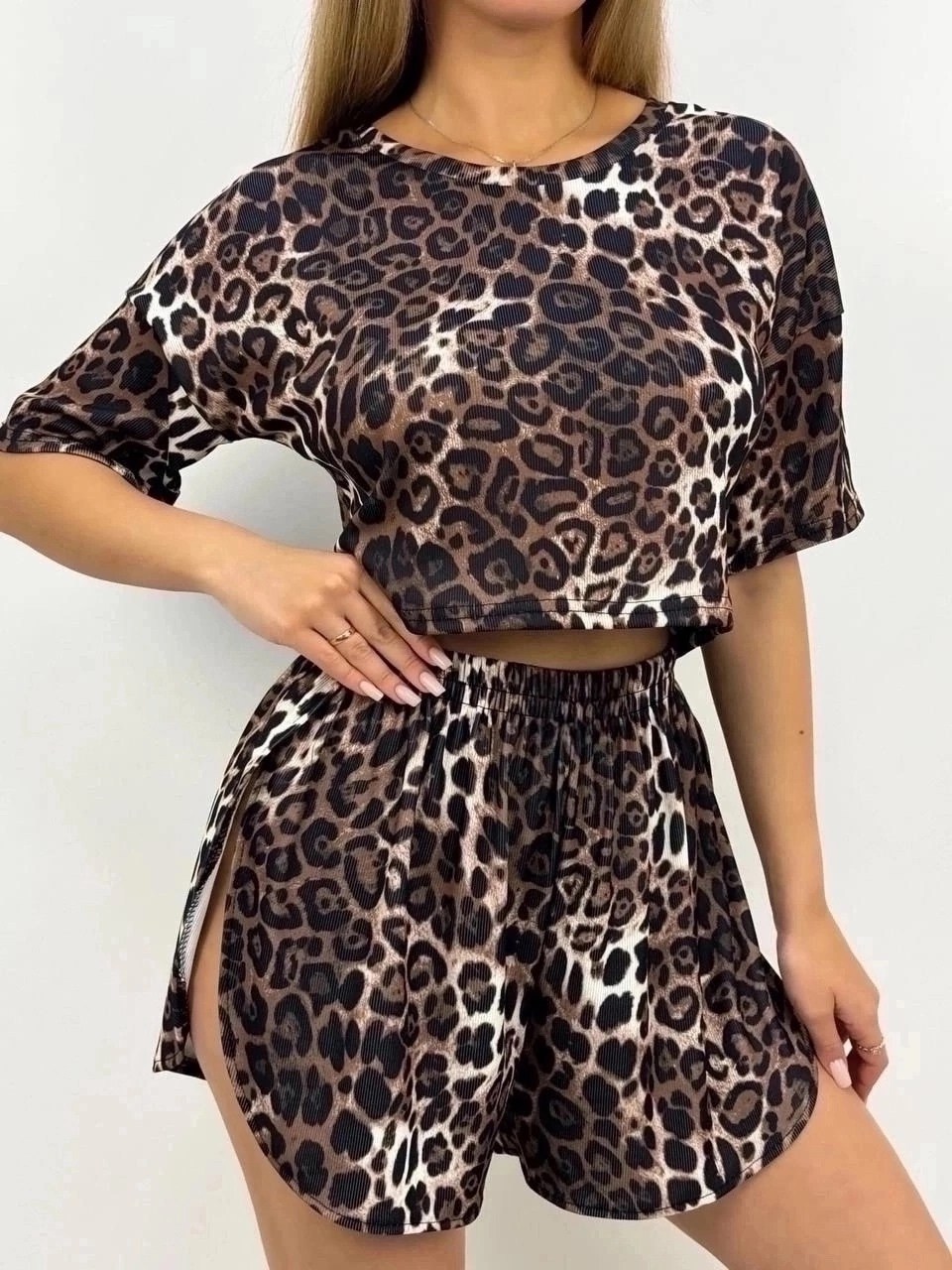 женская пижама с шортами,леопардовая пижама,пижама женская,пижама женская с топом,домашний комплект пижамы женский