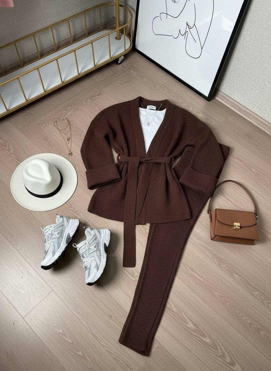 вязаные кардиганы,кардиган,коричневый кардиган,кардиган вязаный на поясе удлиненный,женские кардиганы