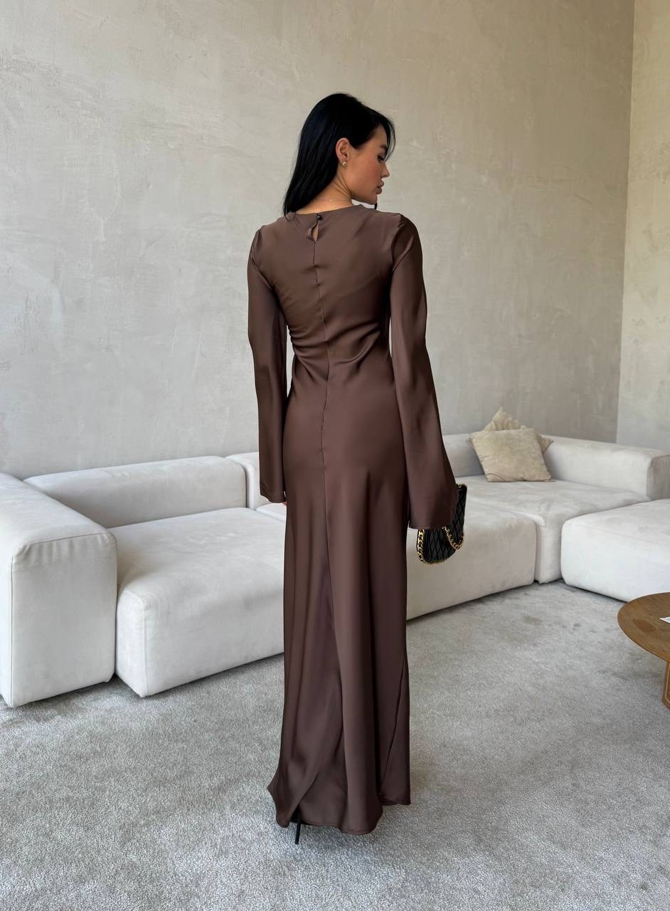 женские длинные платья,платье длинное с рукавами,элегантное длинное платье,элегантное платье с длинным рукавом,атласное платье макси с длинными рукавами