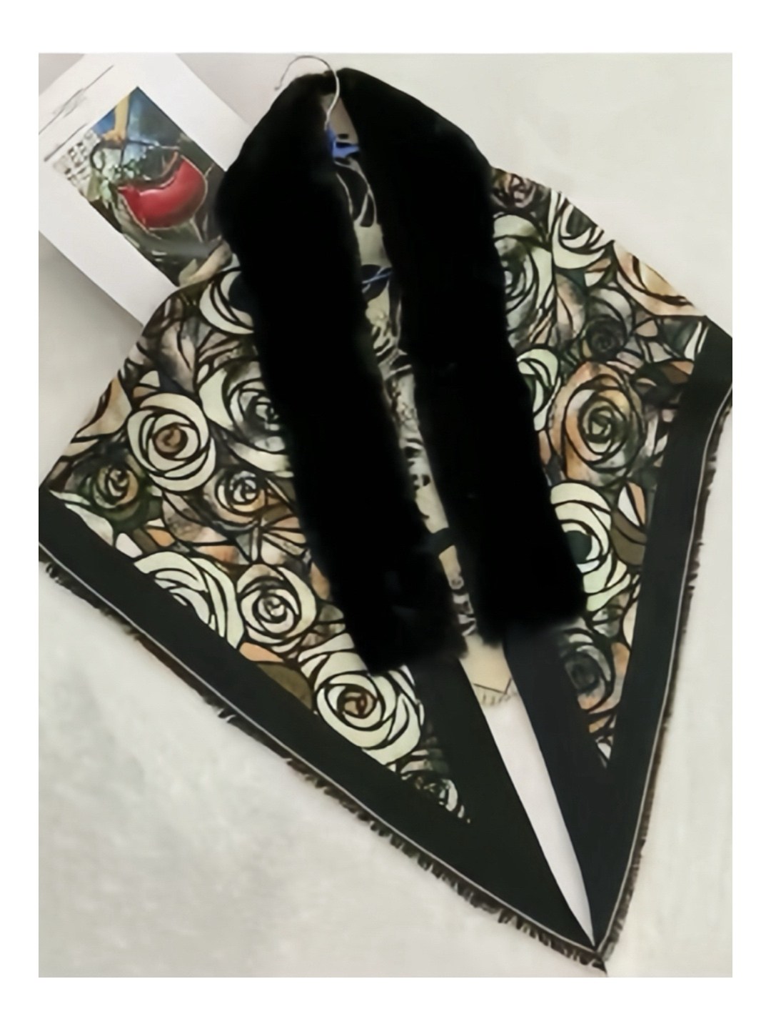 теплые шарфы,платок с мехом,палантин с мехом,шарфы и платки,шарф с принтом