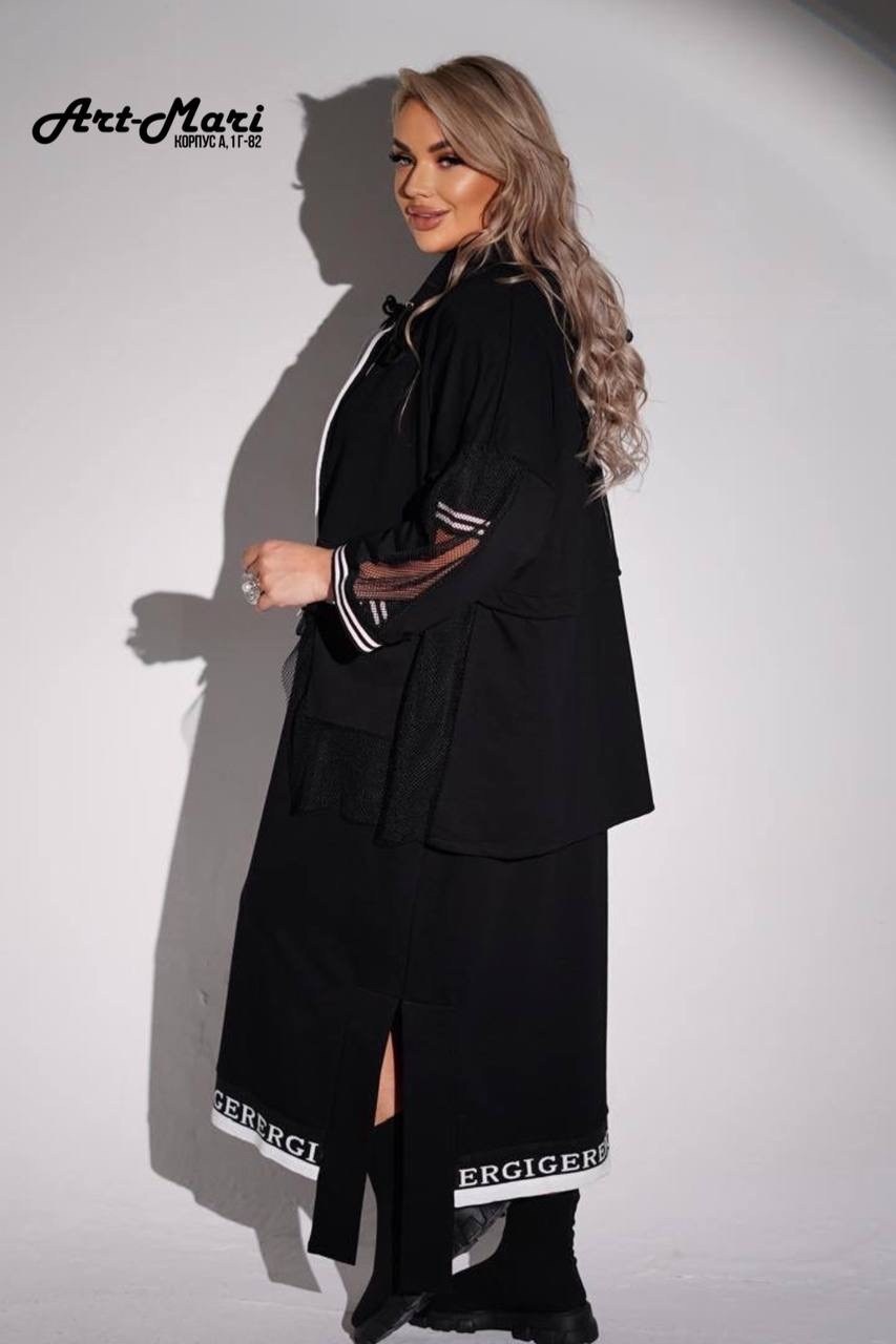 костюм женский больших размеров, больших размеров,платье с бомбером,
