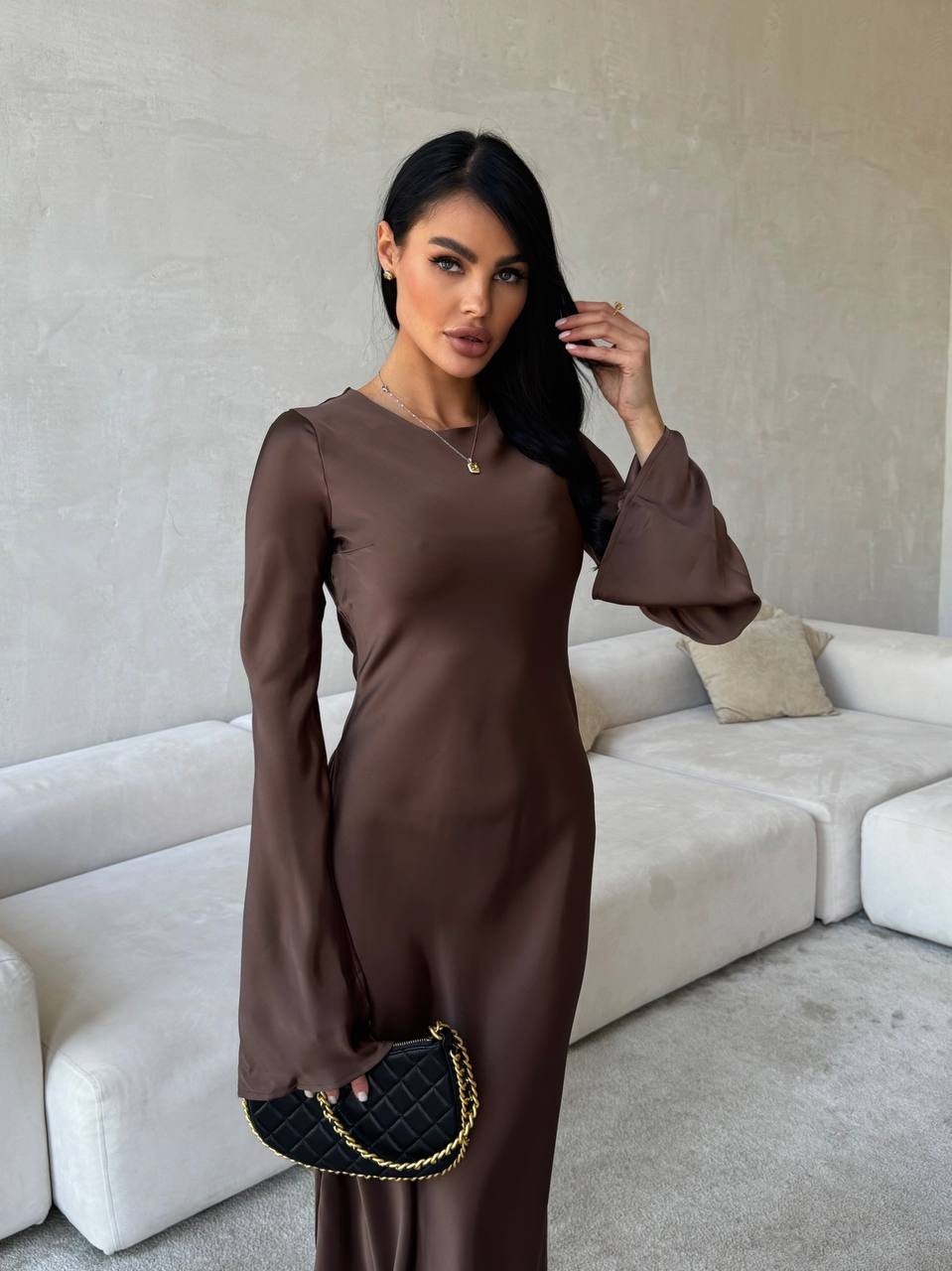 женские длинные платья,платье длинное с рукавами,элегантное длинное платье,элегантное платье с длинным рукавом,атласное платье макси с длинными рукавами