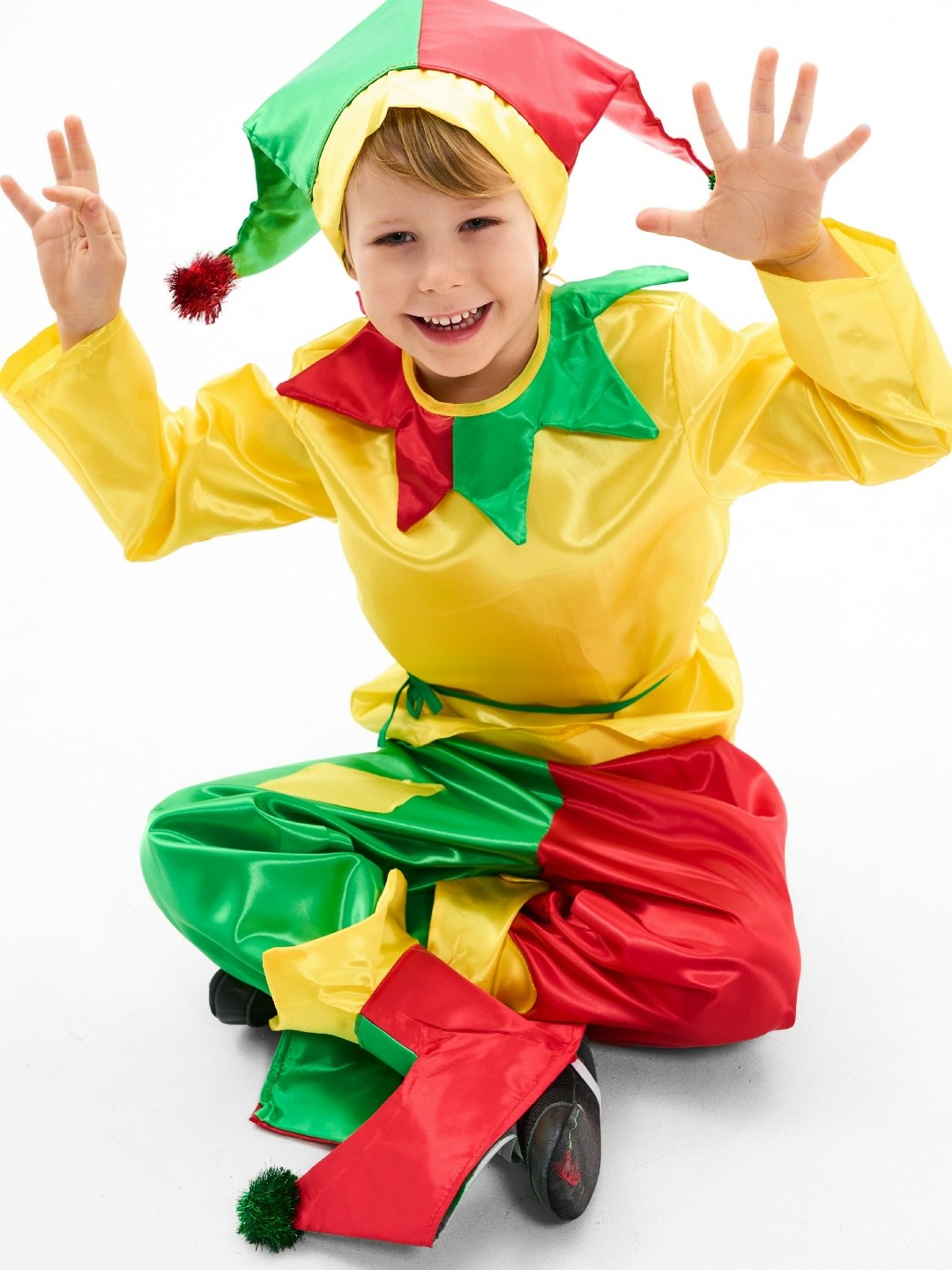 костюм петрушка,карнавалия костюм петрушки,костюм петрушки скомороха батик,скомороха костюм,костюм петрушки для мальчика на новый год