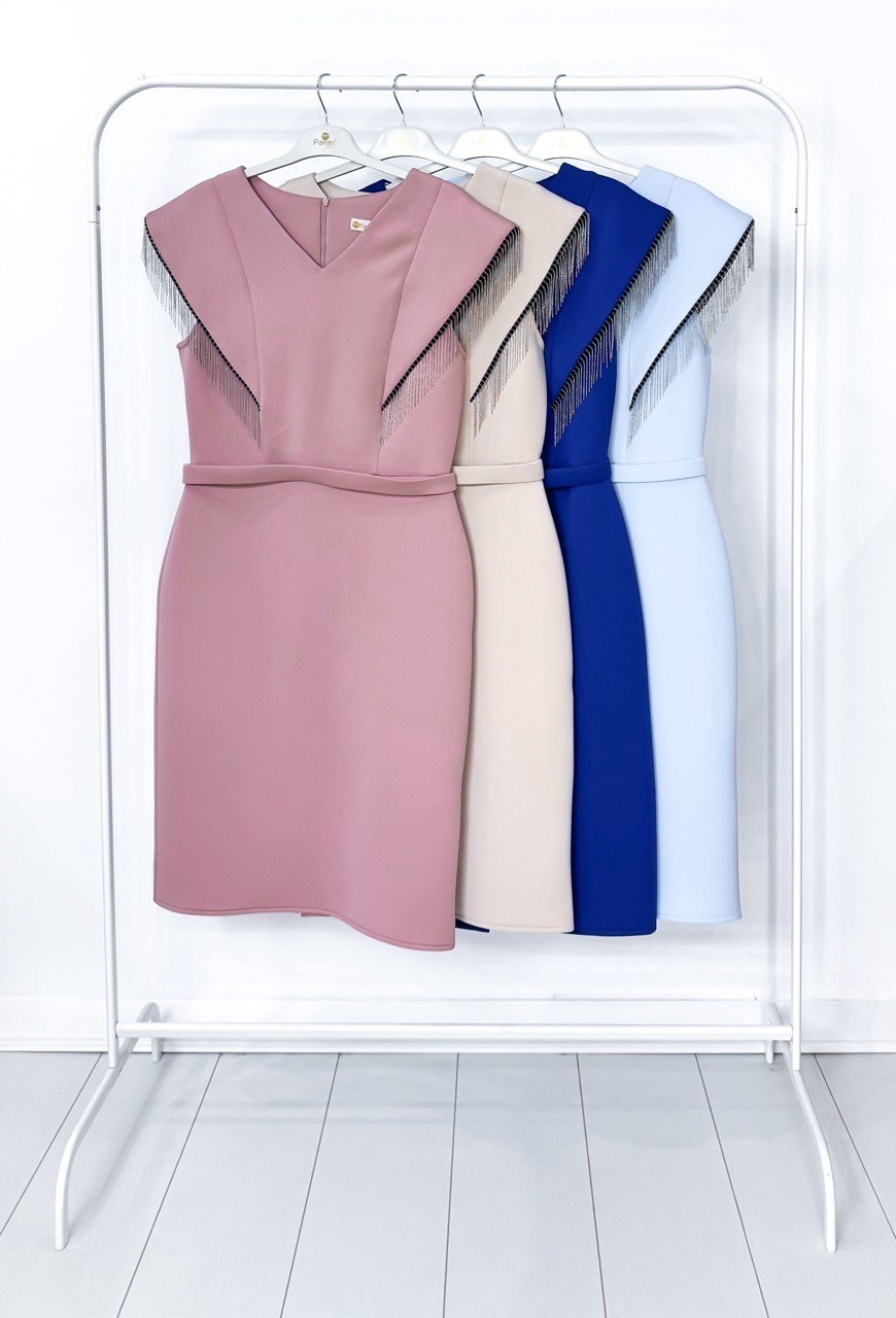 платье костюм,женская платье,элегантное платье,платье креп,платье голубое