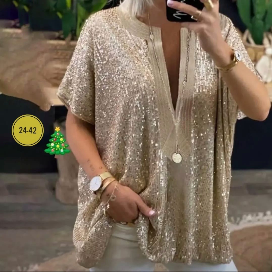 женская свободная блузка с блестками,блузка женская,модная блузка,повседневная блузка,блузка с пайетками