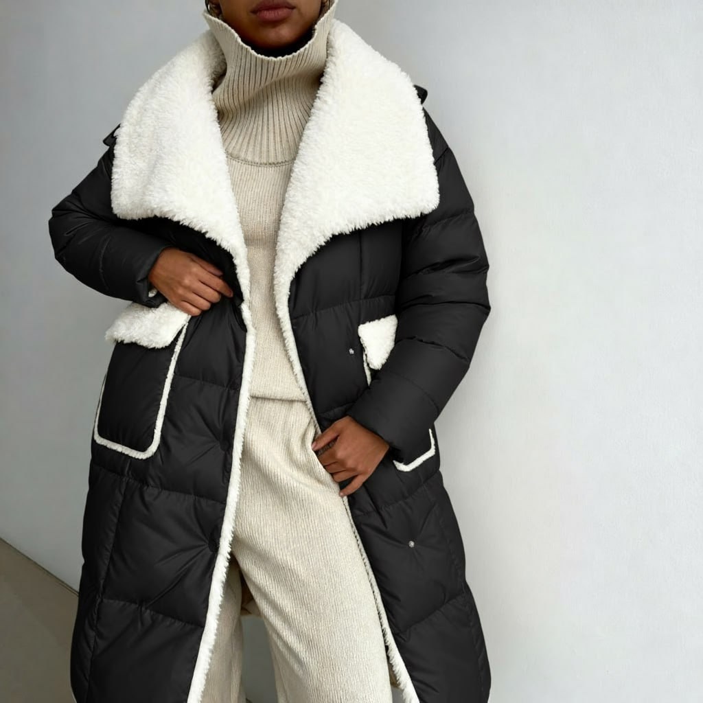 двусторонний пуховик,женские пуховики,удлиненная зимняя куртка,утепленное пальто,длинные пуховики