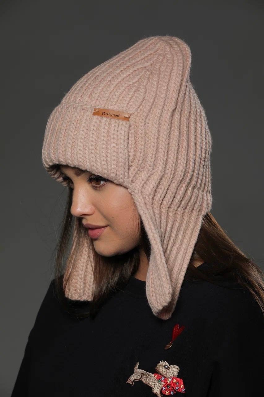женская вязаная шапка,шапка ушанка женская вязаная,шапка женская,шапка ушанка вязаная теплая на флисе maxval,ушанка вязаная