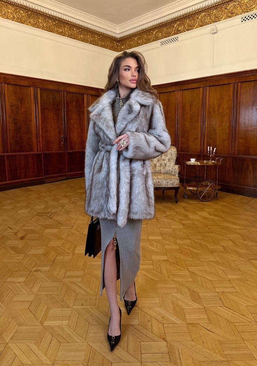 шуба из эко меха,шуба из экомеха,женская шуба,длинная шуба,серая шуба