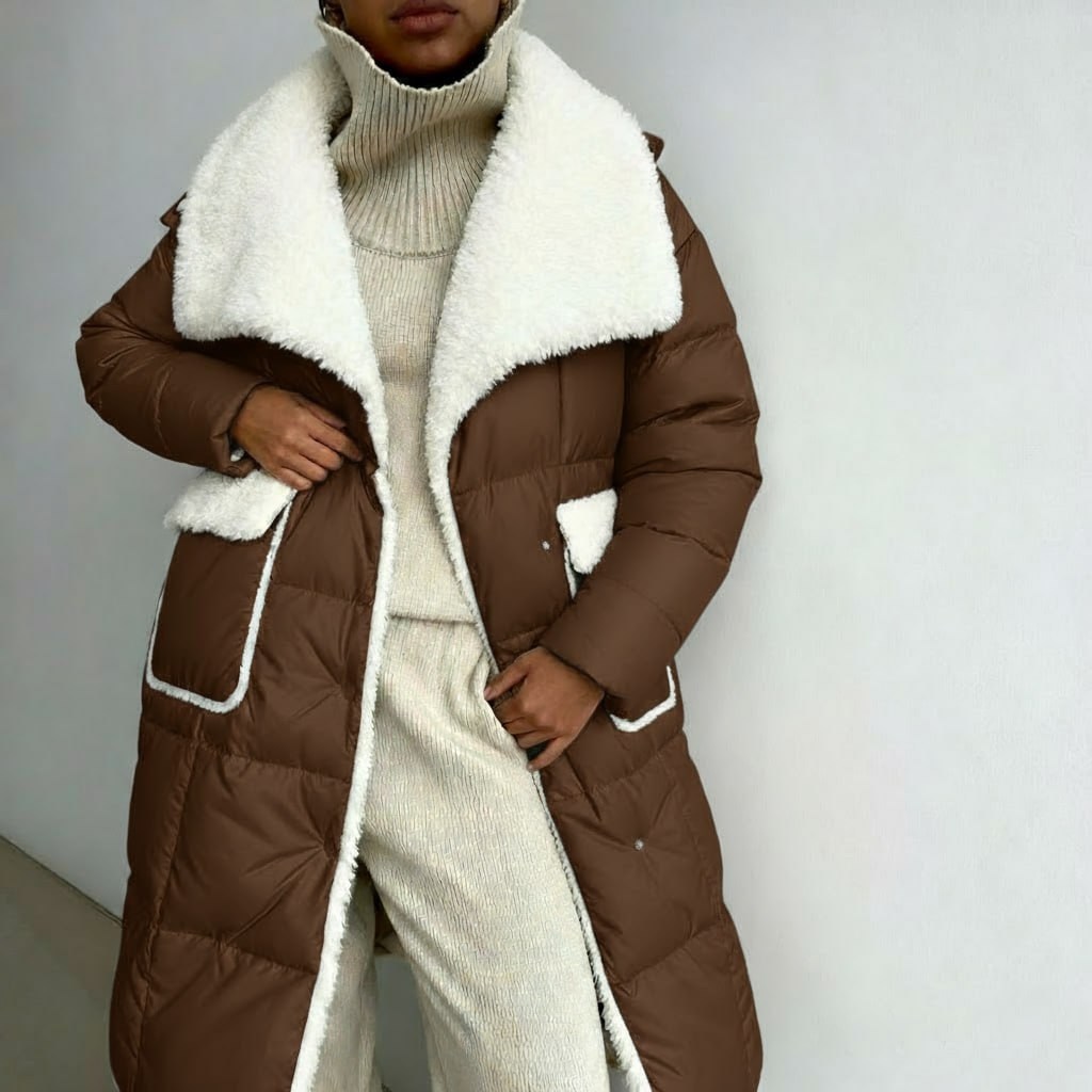 двусторонний пуховик,женские пуховики,удлиненная зимняя куртка,утепленное пальто,длинные пуховики