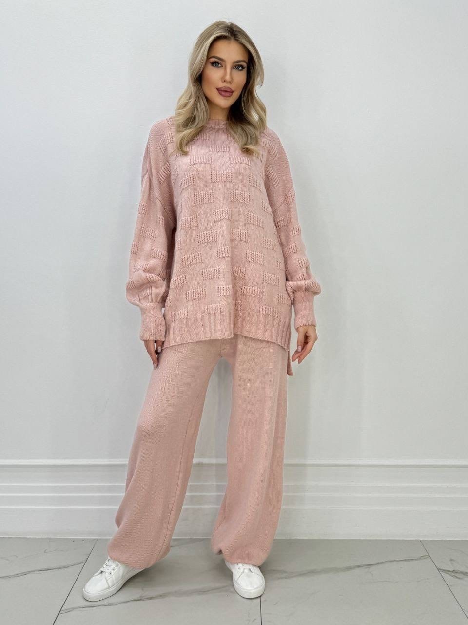 костюм с брюками теплый вязаный,вязаные костюмы,костюм трикотажный,женский вязаный костюм,костюм с брюками