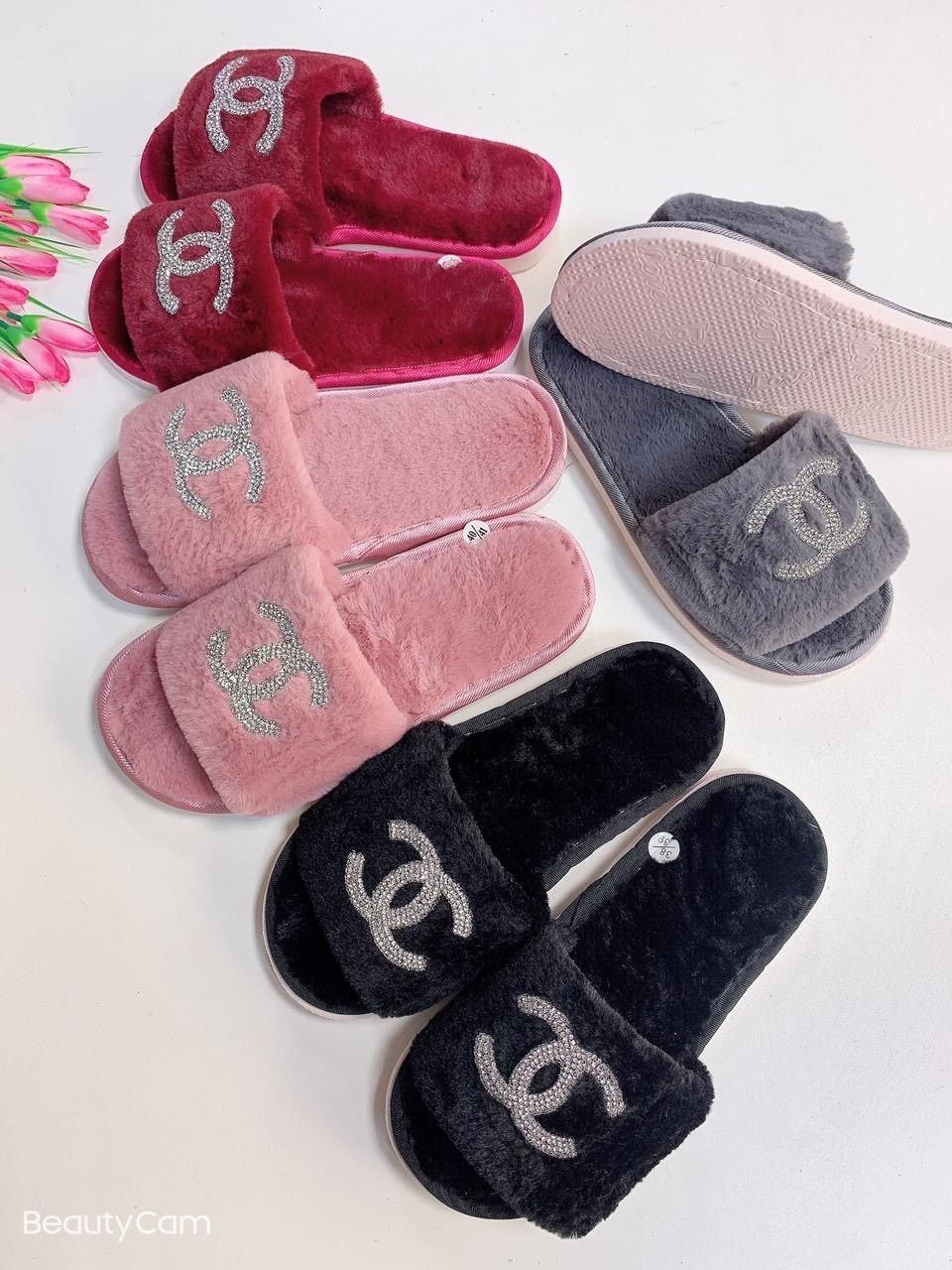 женские тапочки,домашние тапочки,,тапочки домашние шанель,тапочки модные