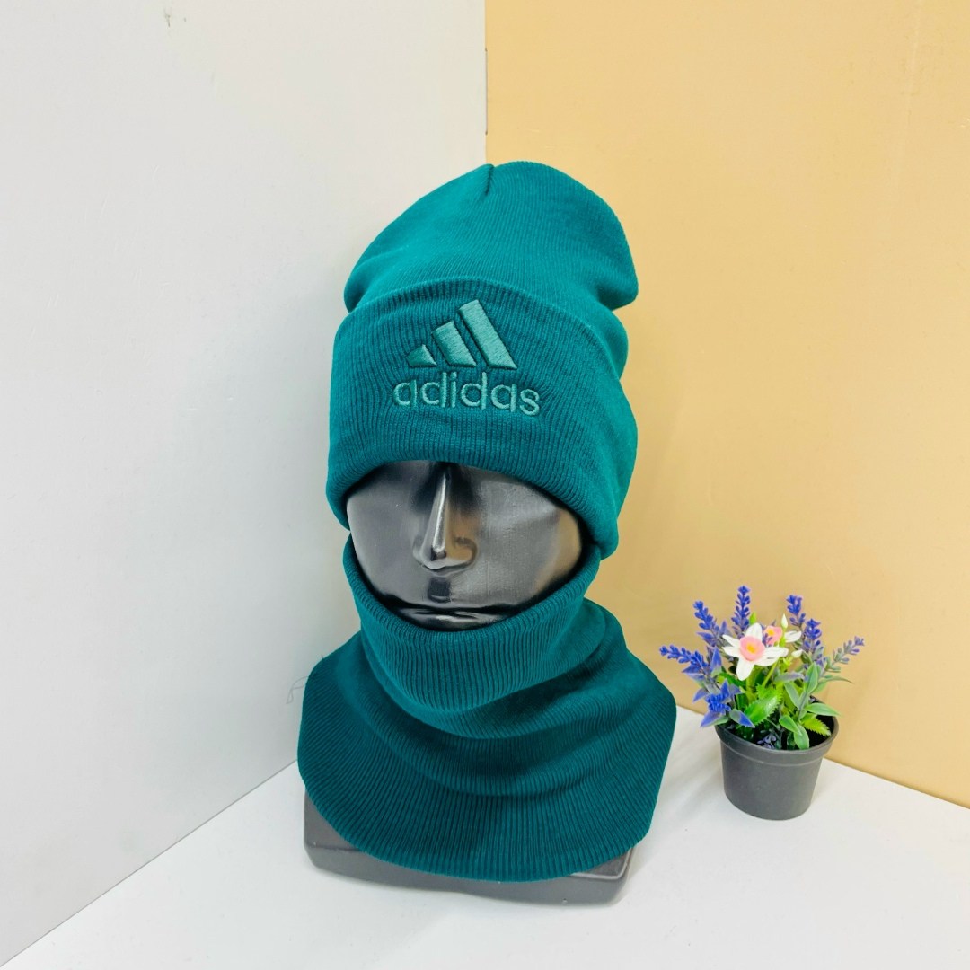 шапка мужская adidas,шапка для мужчин,мужская шапка,шапка и снуд,комплект шапки