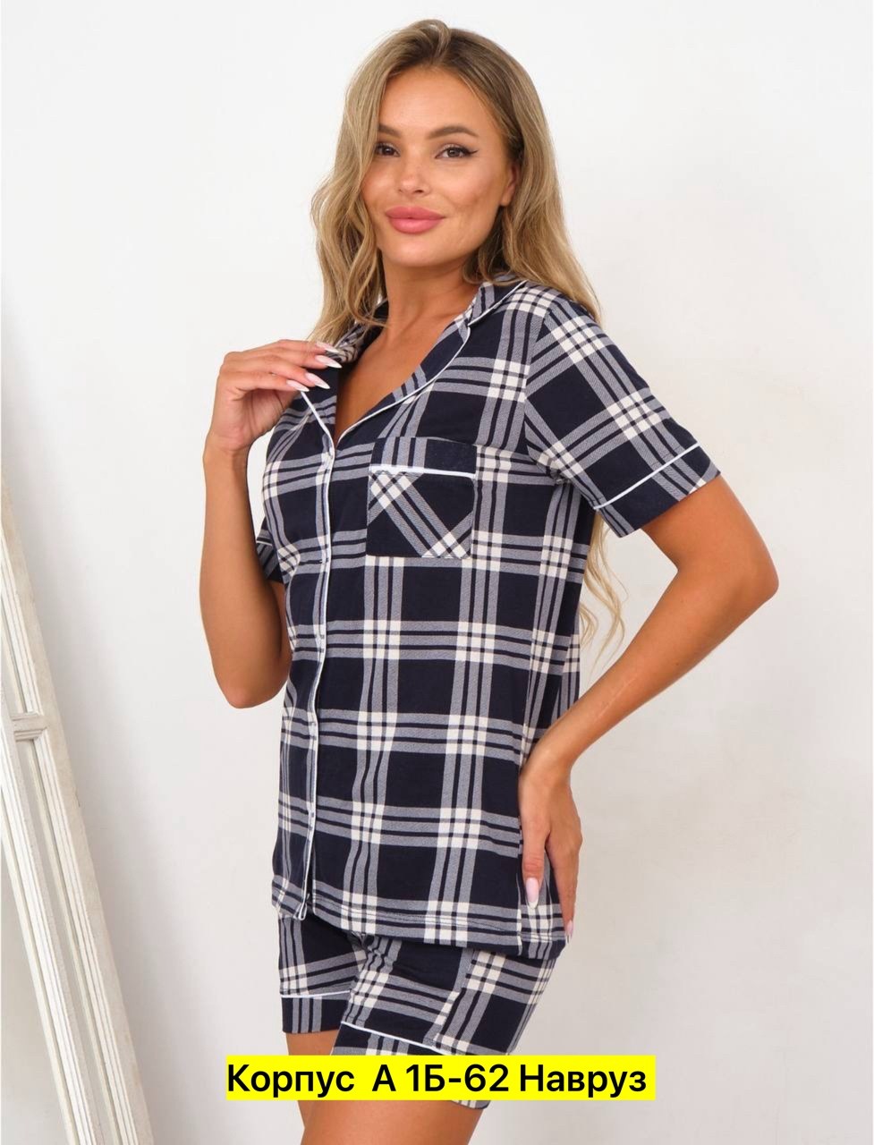 пижама женская,женская пижама с шортами,пижама в клетку,домашняя одежда пижама,пижама с рубашкой