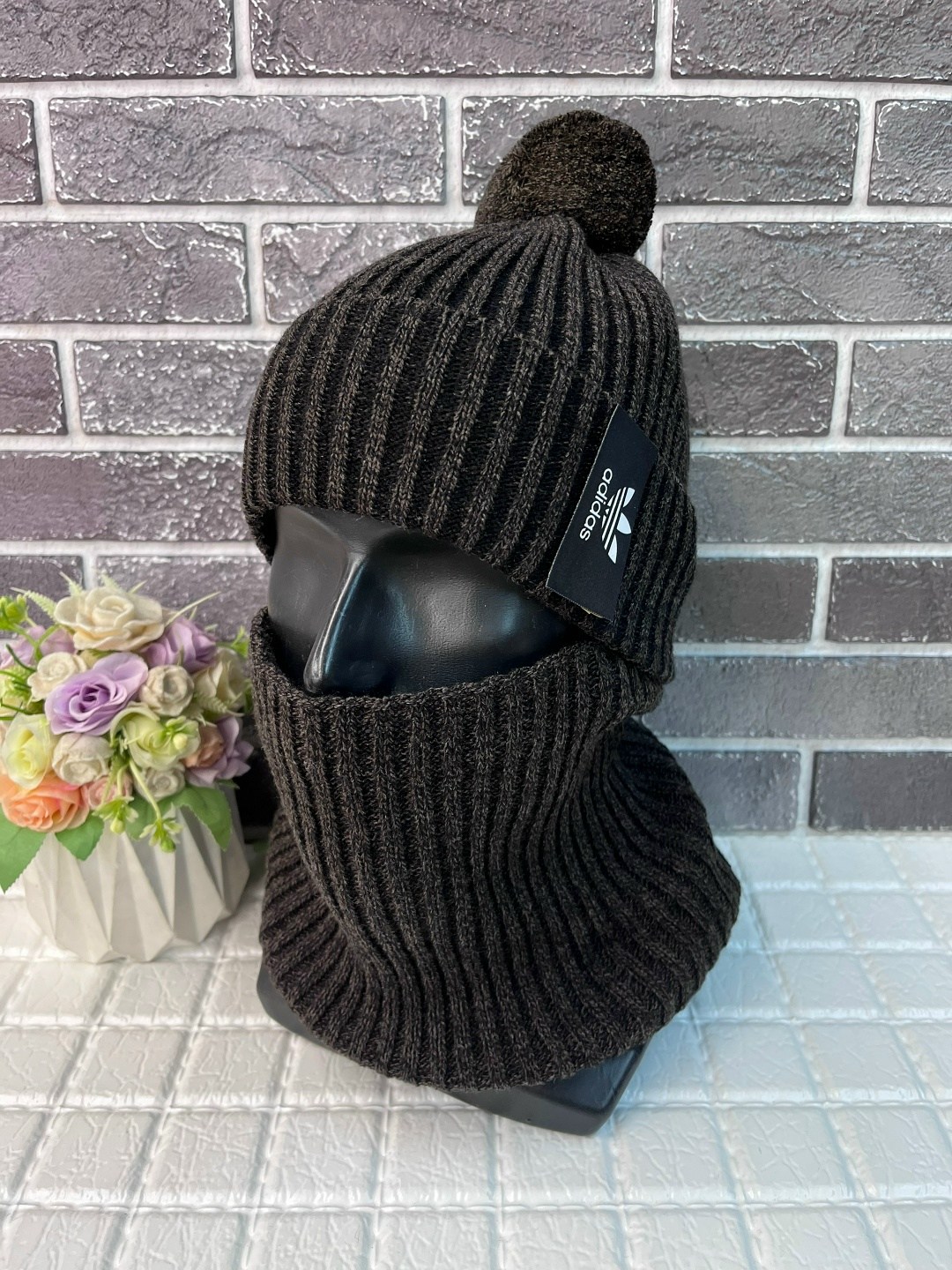 комплект шапка и снуд,зимняя шапка и снуд,комплект шапка и снуд зимний мужской,шапка и снуд,шапка со снудом зимняя вязаная бини на флисе