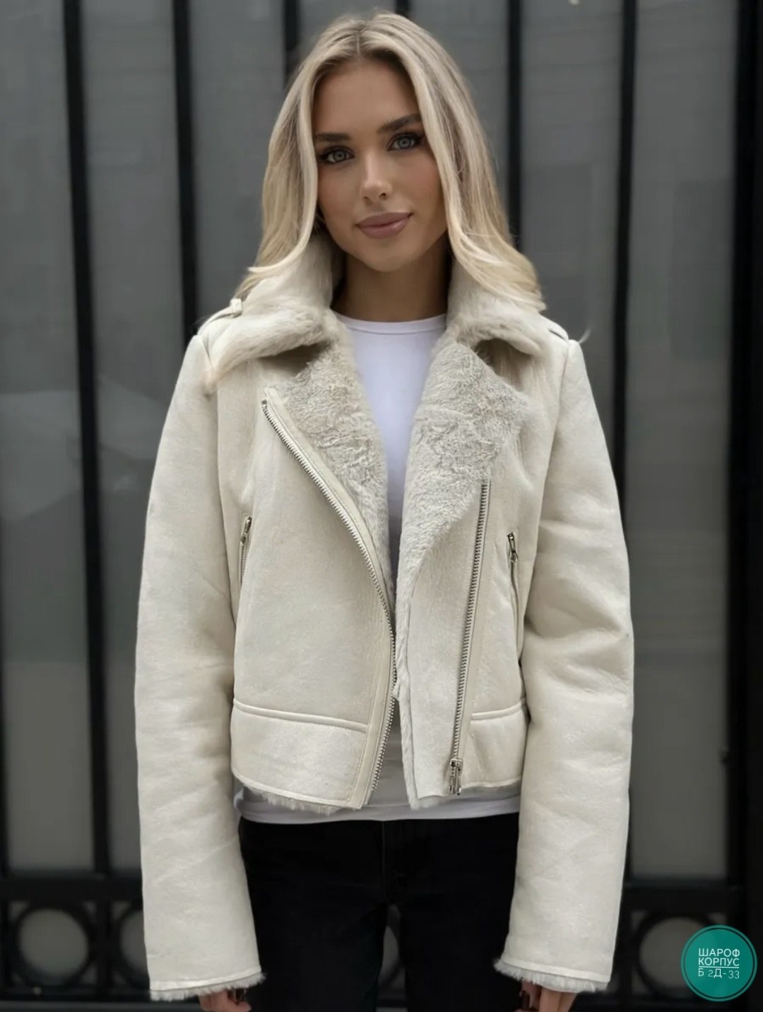 дубленка авиатор пилот короткая зимняя my wear,дубленка женская,дубленка короткая,белая дубленка,стильная дубленка