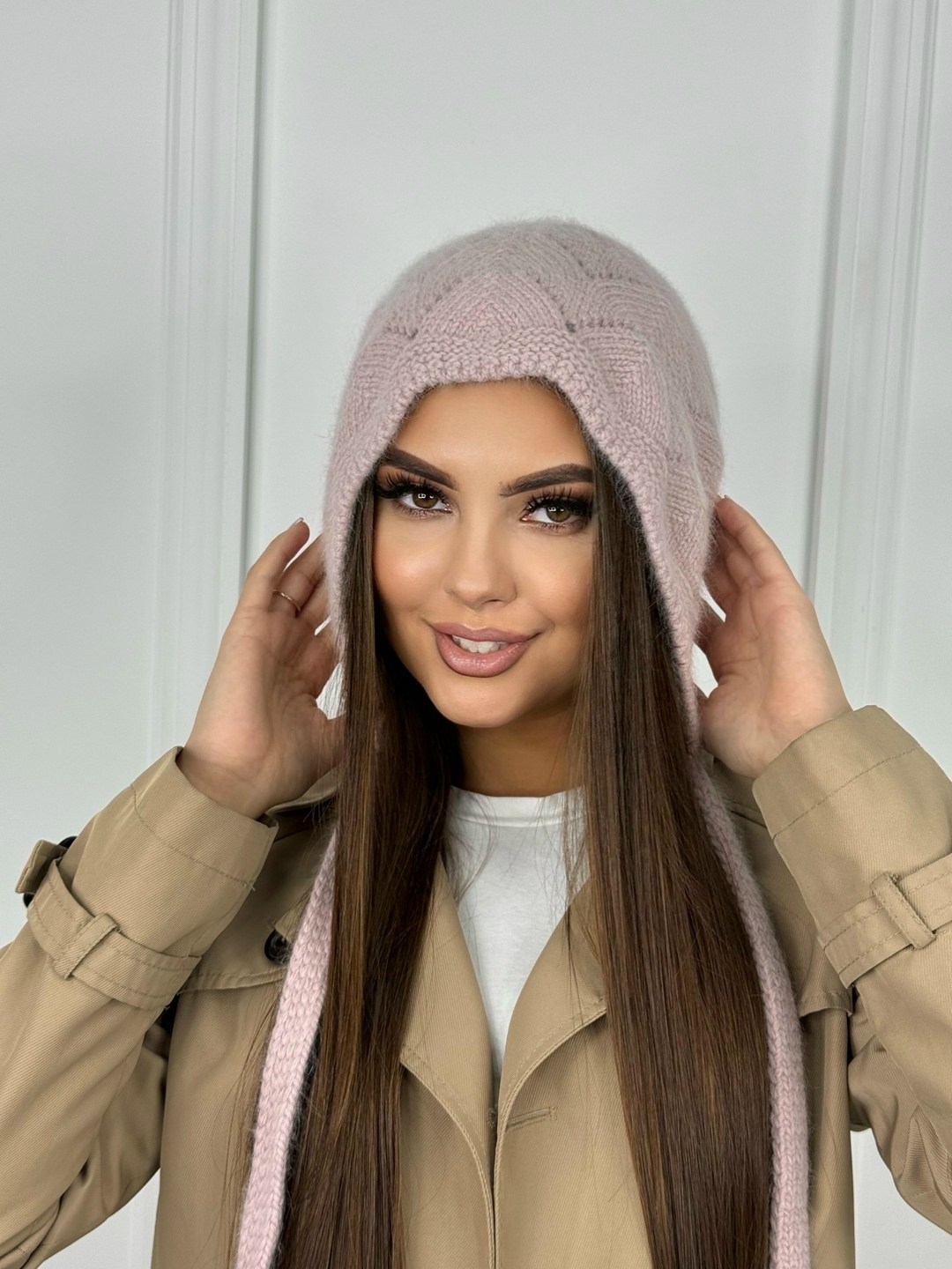 шапка ушанка из ангоры,ушанка вязаная,шапка ушанка женская,шапка зимняя женская,капор капюшон ангора