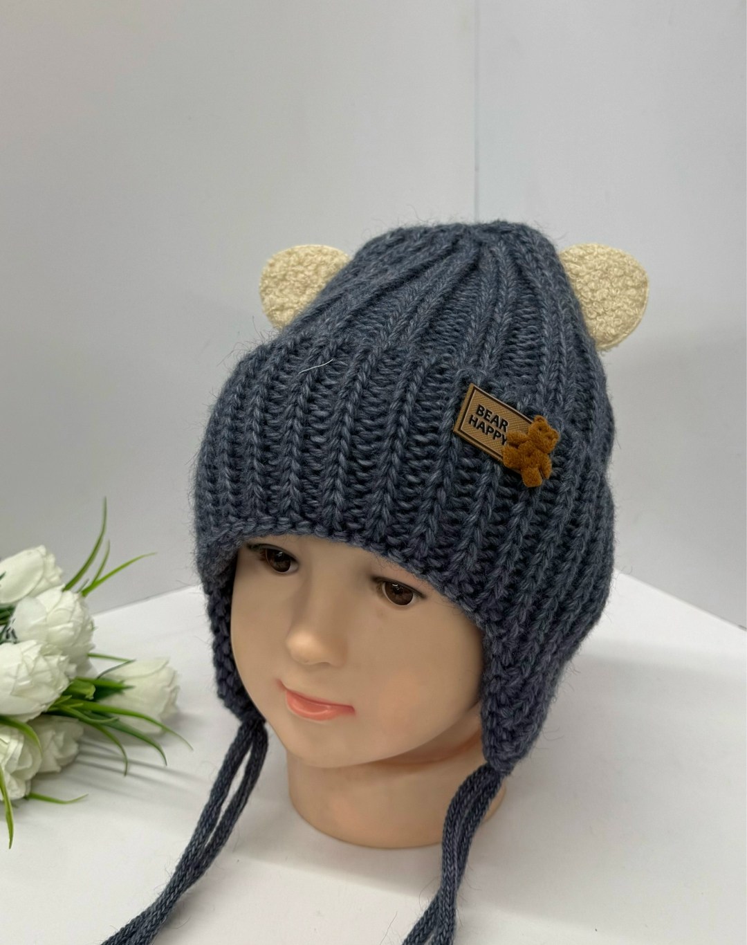 детская шапка,шапка для детей,шапка для мальчика,шапка вязаная для мальчика,шапка с пумпончиком на мальчика