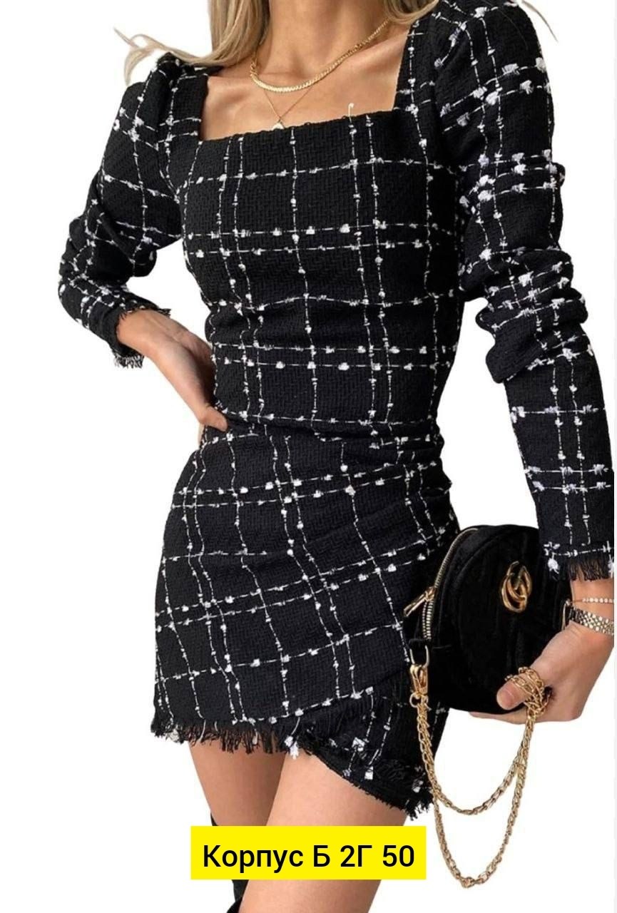 платье идеальное,стильное платье,модное платье,платье твидовое,платье в клетку